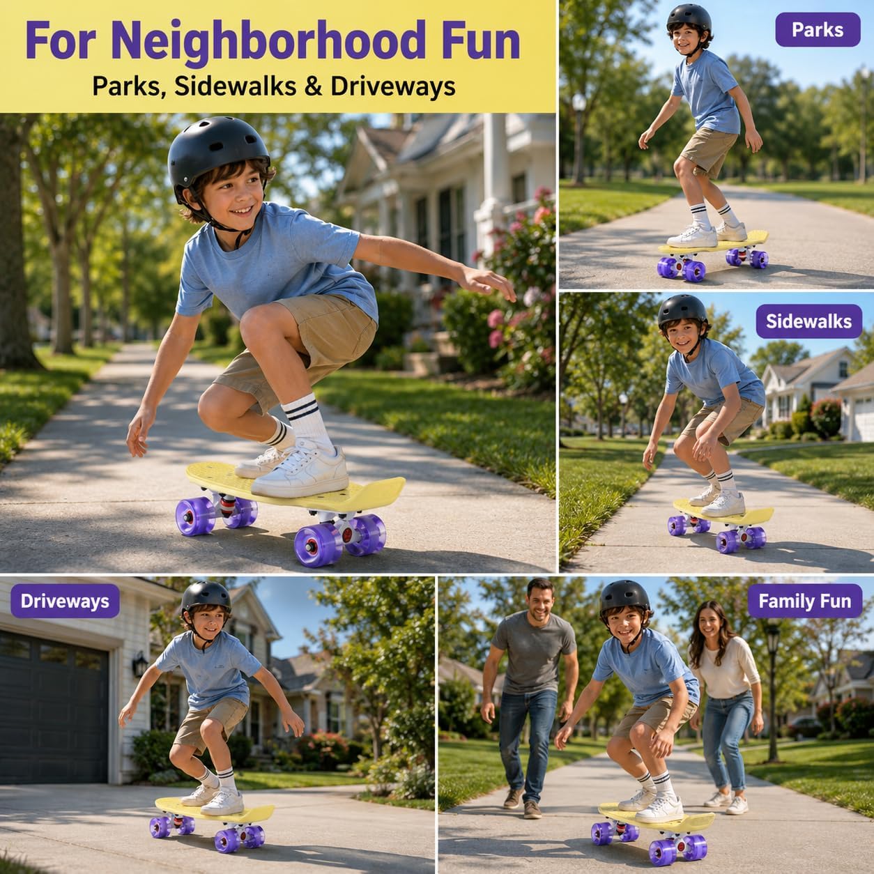 Complete Skateboards 22 Inches for Kids Boys Girls Beginners