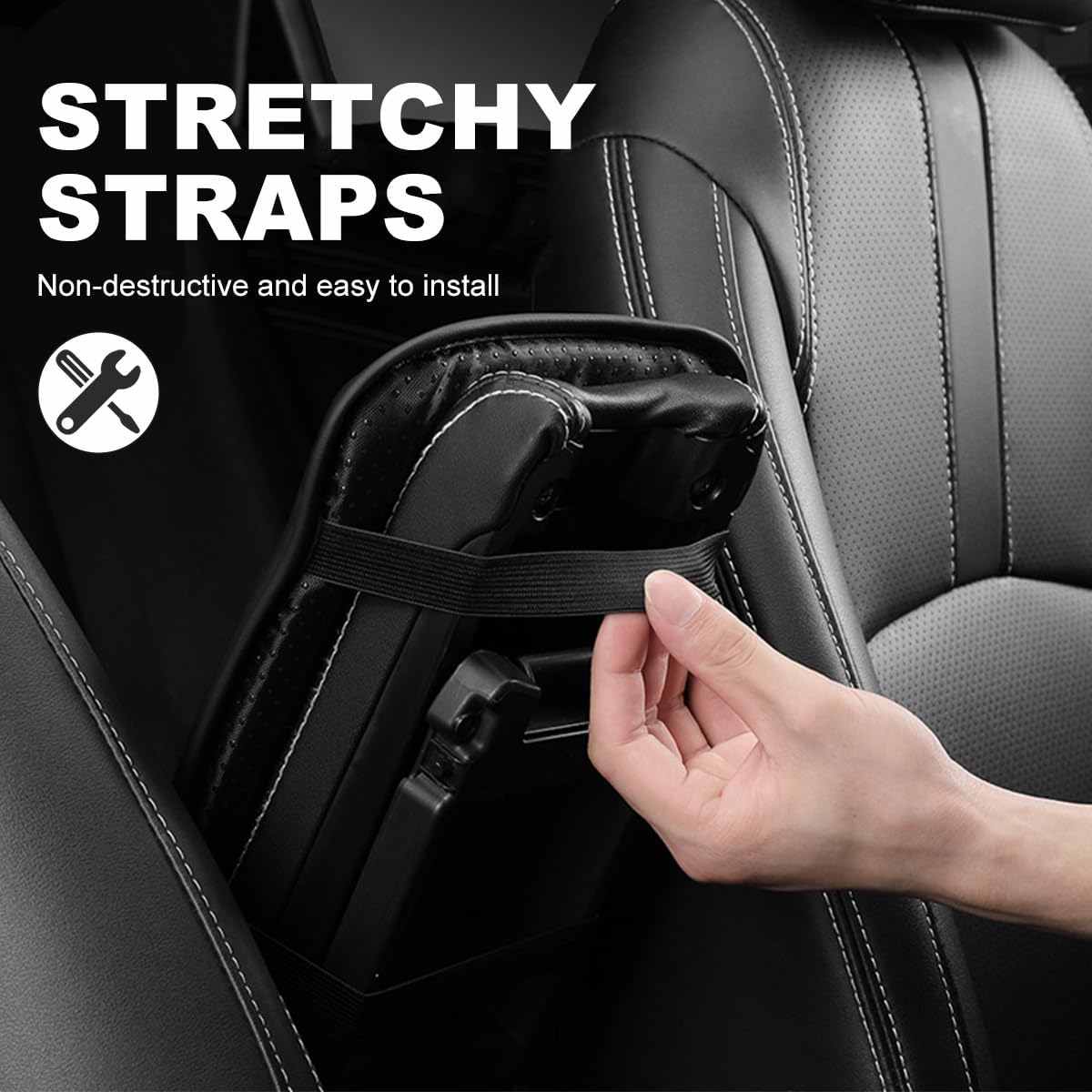 Car Center Console Cushion Pad, 12.6 × 7.48 Inches Waterproof Car Armrest Seat Box Cover, PU Leather Armrest Cover Protector for Most Vehicle, Universal Car Interior Accessories (Black+Yellow)