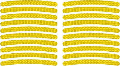 20PCS Reflective Car Wheel Decorative Stripe Stickers, Anti Scratch Vehicle Night Safety Warning Tape Decal, Automotive Exterior Tire Rims Sticker Accessories, Universal Fit (Yellow)