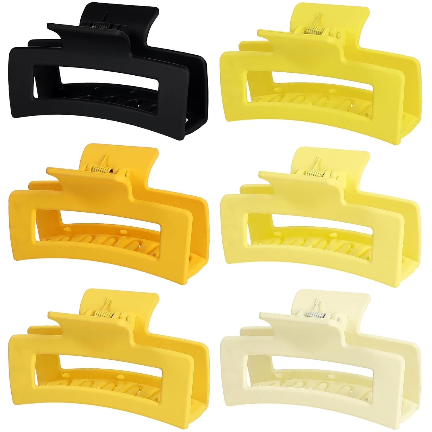 Sisiaipu 3.5 Inch Medium Hair Claw Clips 6 Pack Hair Clips for Women Square Rectangle Claw for Hair Banana Jaw Clips Hair Accessories for Girls (Yellow)