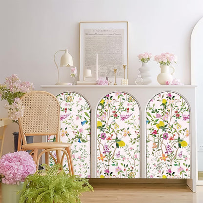 Peel and Stick Wallpaper Floral Chinoiserie Frensh Farmhouse Wall Paper Lemon Removable for Bedroom White/Pink/Green Nursery Kids Room 17.3in x 9.8ft