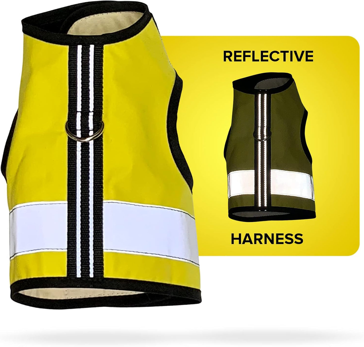 Reflective Cat Harness – High-Visibility Cat Harness for Travel, Day and Night Walking - Soft Cotton Cat Accessories, Breathable, Secure & Washable, Made in USA - Sunshine Yellow, M to L