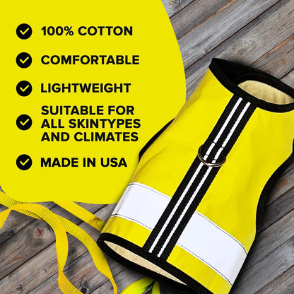 Reflective Cat Harness – High-Visibility Cat Harness for Travel, Day and Night Walking - Soft Cotton Cat Accessories, Breathable, Secure & Washable, Made in USA - Sunshine Yellow, M to L