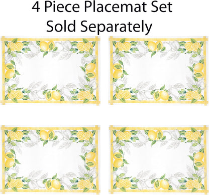 Newbridge Oval Fabric Tablecloth, 60 x 84 Inch, Lemon Orchard, Indoor/Outdoor Stain Resistant No-Iron Fabric Table Cloth, Fresh Lemon and Citrus Leaf