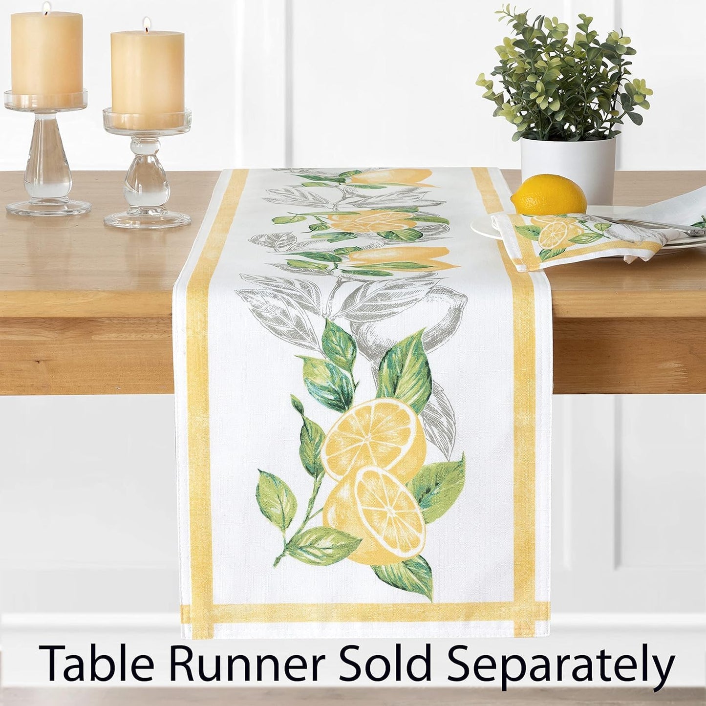 Newbridge Oval Fabric Tablecloth, 60 x 84 Inch, Lemon Orchard, Indoor/Outdoor Stain Resistant No-Iron Fabric Table Cloth, Fresh Lemon and Citrus Leaf
