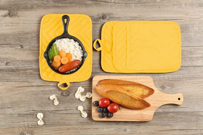 Oven Pot Holder with Pocket Cotton Heat Resistant Coaster Potholder Kitchen Hot Pad Oven Mitts for Cooking Square 7"x9"Set of 5 (Yellow)