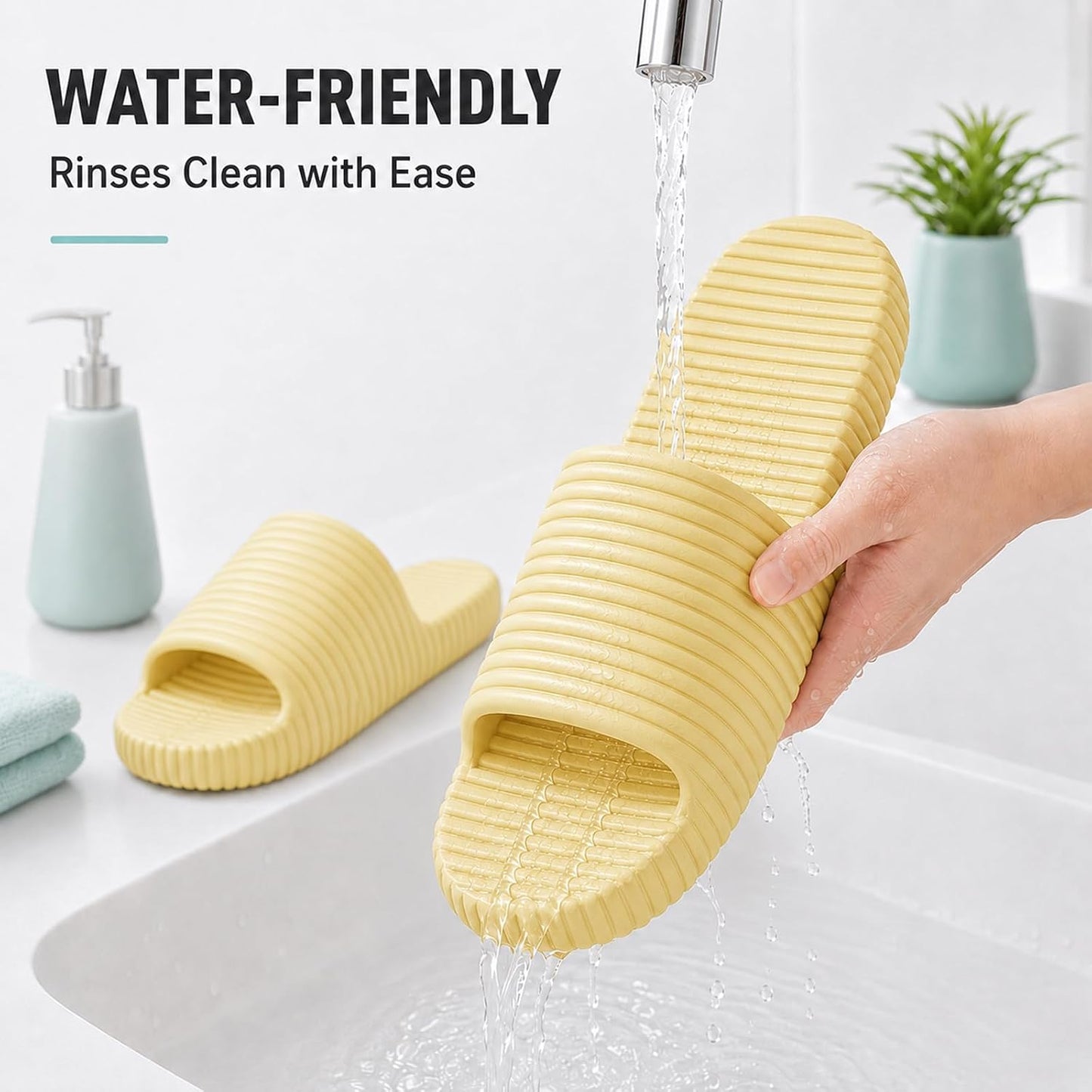 Shower Shoes for Men and Women, Quick-Dry Non Slip Bathroom Slides, Lightweight Soft Indoor Outdoor Slippers for Home Hotel Dorm Pool Gym Spa Beach Travel