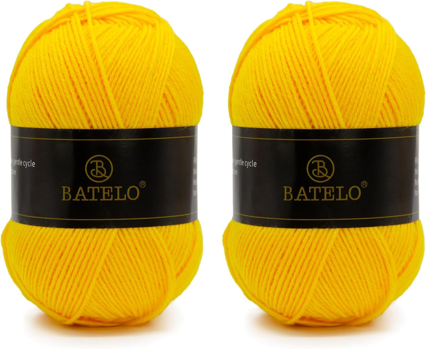 Crochet Yarn Yellow Amigurumi 560 Yards, 2 Pack Acrylic 150g/5.3oz, 3 Light Worsted for Crocheting & Knitting