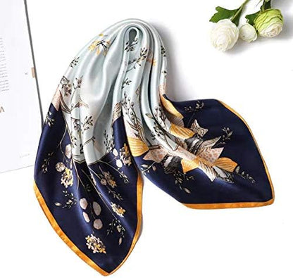 100% Mulberry Silk Scarf -21” Square Neckerchief with Gift Packed