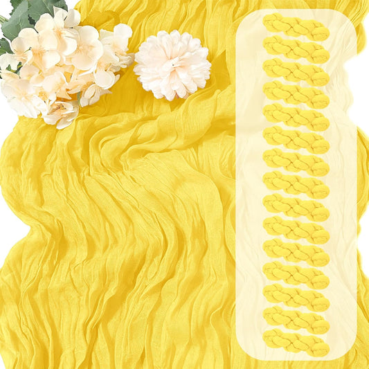 15 Pack Lemon Yellow Cheesecloth Table Runner 17 x 108 inch Cheese Cloth Table Runners 9ft Yellow Table Runner Rustic Romantic Sheer Gauze Runner for Wedding Party Baby Shower Table Decoration