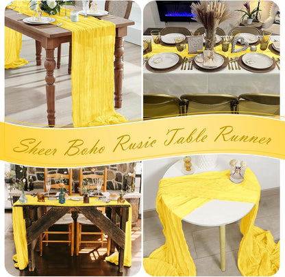 15 Pack Lemon Yellow Cheesecloth Table Runner 17 x 108 inch Cheese Cloth Table Runners 9ft Yellow Table Runner Rustic Romantic Sheer Gauze Runner for Wedding Party Baby Shower Table Decoration