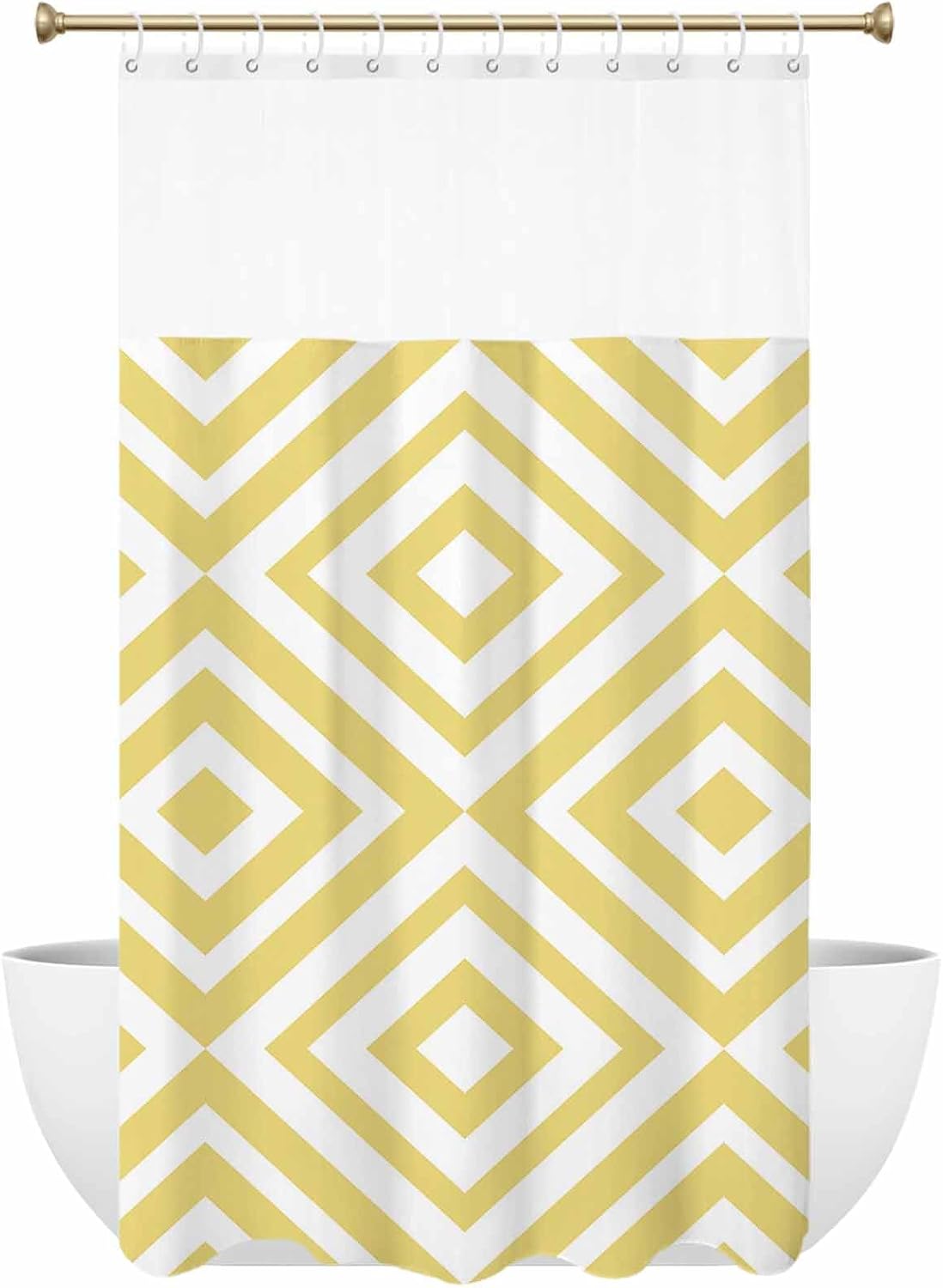 Abstract Modern Art Waterproof Shower Curtain Yellow Geometric Pattern Bath Curtain for Bathroom Shower Room Restroom Home Hotel 60 x 72 Inch
