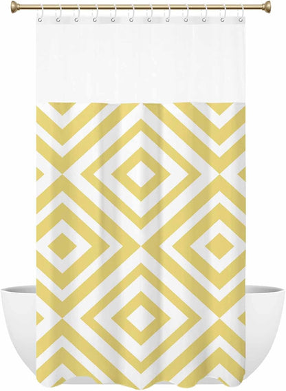 Abstract Modern Art Waterproof Shower Curtain Yellow Geometric Pattern Bath Curtain for Bathroom Shower Room Restroom Home Hotel 60 x 72 Inch
