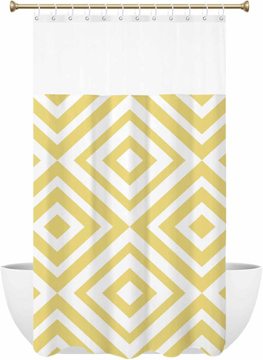 Abstract Modern Art Waterproof Shower Curtain Yellow Geometric Pattern Bath Curtain for Bathroom Shower Room Restroom Home Hotel 60 x 72 Inch