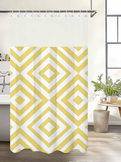 Abstract Modern Art Waterproof Shower Curtain Yellow Geometric Pattern Bath Curtain for Bathroom Shower Room Restroom Home Hotel 60 x 72 Inch