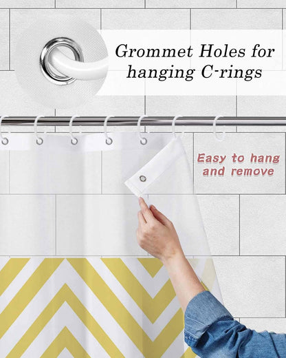 Abstract Modern Art Waterproof Shower Curtain Yellow Geometric Pattern Bath Curtain for Bathroom Shower Room Restroom Home Hotel 60 x 72 Inch