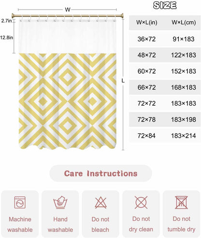 Abstract Modern Art Waterproof Shower Curtain Yellow Geometric Pattern Bath Curtain for Bathroom Shower Room Restroom Home Hotel 60 x 72 Inch