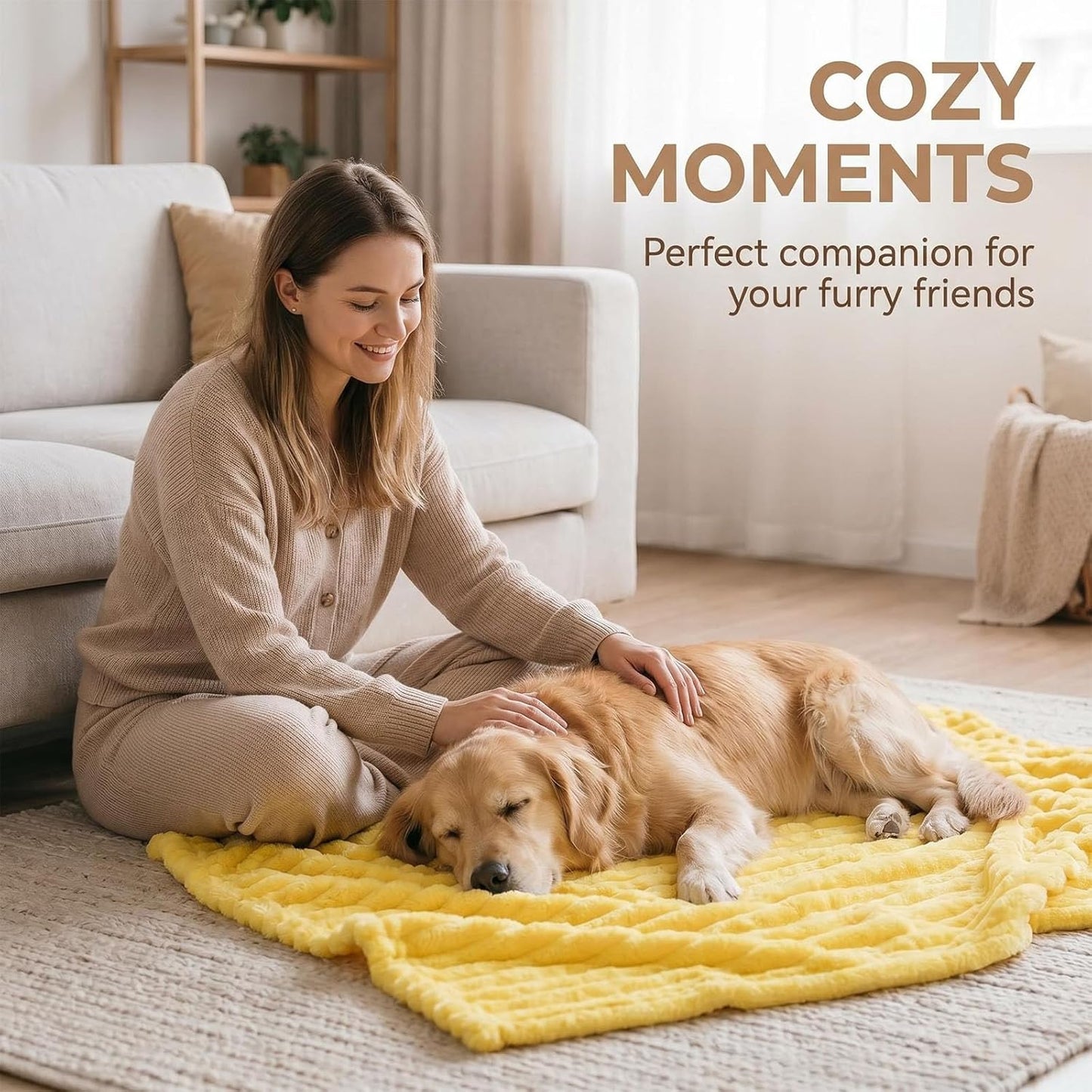 Emotional Support Blanket for Dogs, Yellow Dog Blanket, Calming Security Pet Blanket, Soft Faux Rabbit Fur, Washable Anxiety Relief Dog Blankets for Kennel Sofa (Green,27x39in)
