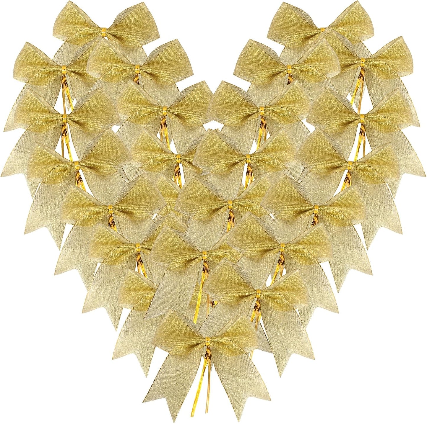 36pcs 4-1/2" Metallic Gold Ribbon Bows with Twist Ties for Crafts Yellow Bows for Christmas Packing Wrapping Holiday Decoration (4.5"-Gold)
