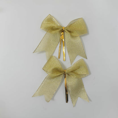 36pcs 4-1/2" Metallic Gold Ribbon Bows with Twist Ties for Crafts Yellow Bows for Christmas Packing Wrapping Holiday Decoration (4.5"-Gold)