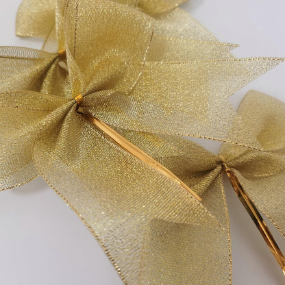 36pcs 4-1/2" Metallic Gold Ribbon Bows with Twist Ties for Crafts Yellow Bows for Christmas Packing Wrapping Holiday Decoration (4.5"-Gold)