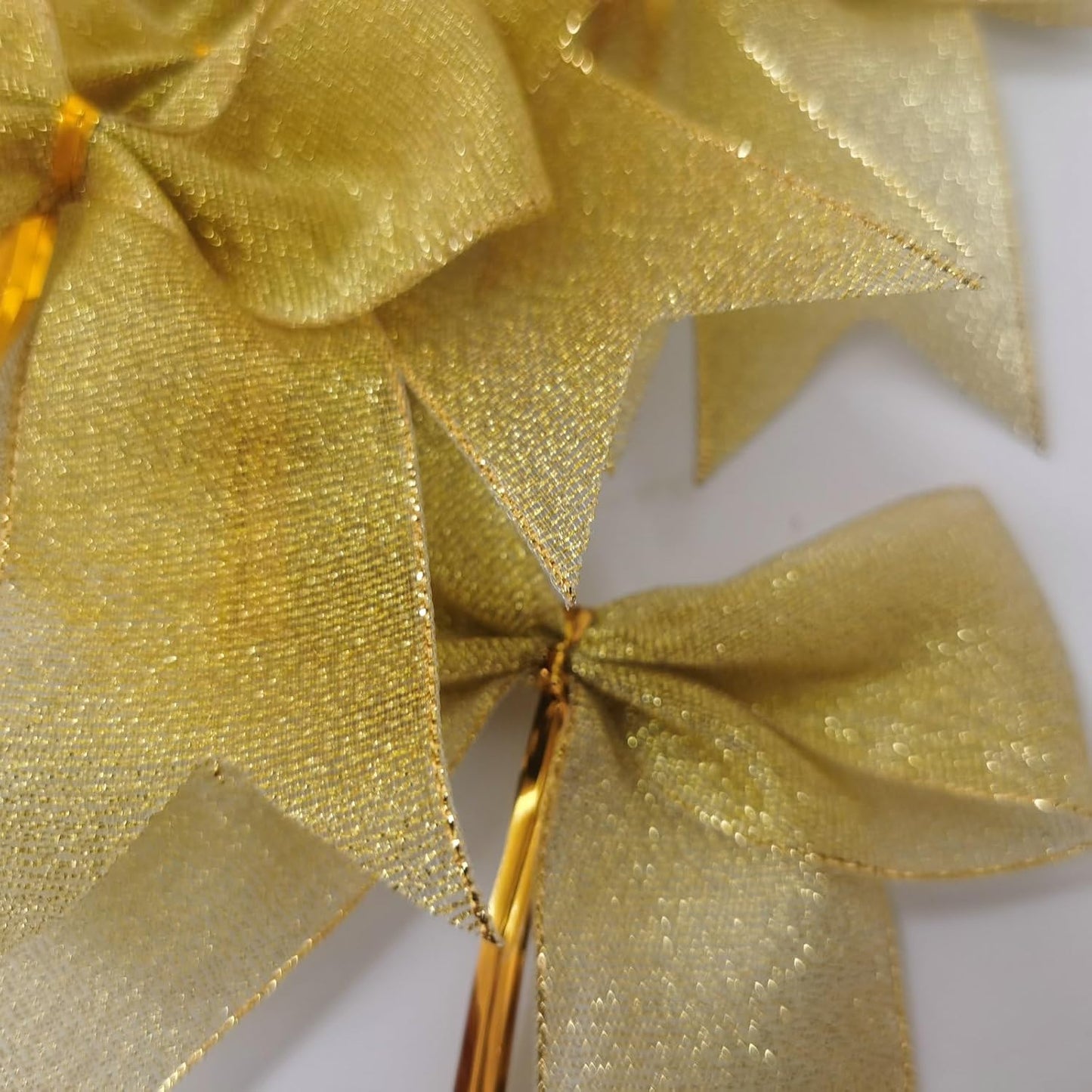 36pcs 4-1/2" Metallic Gold Ribbon Bows with Twist Ties for Crafts Yellow Bows for Christmas Packing Wrapping Holiday Decoration (4.5"-Gold)