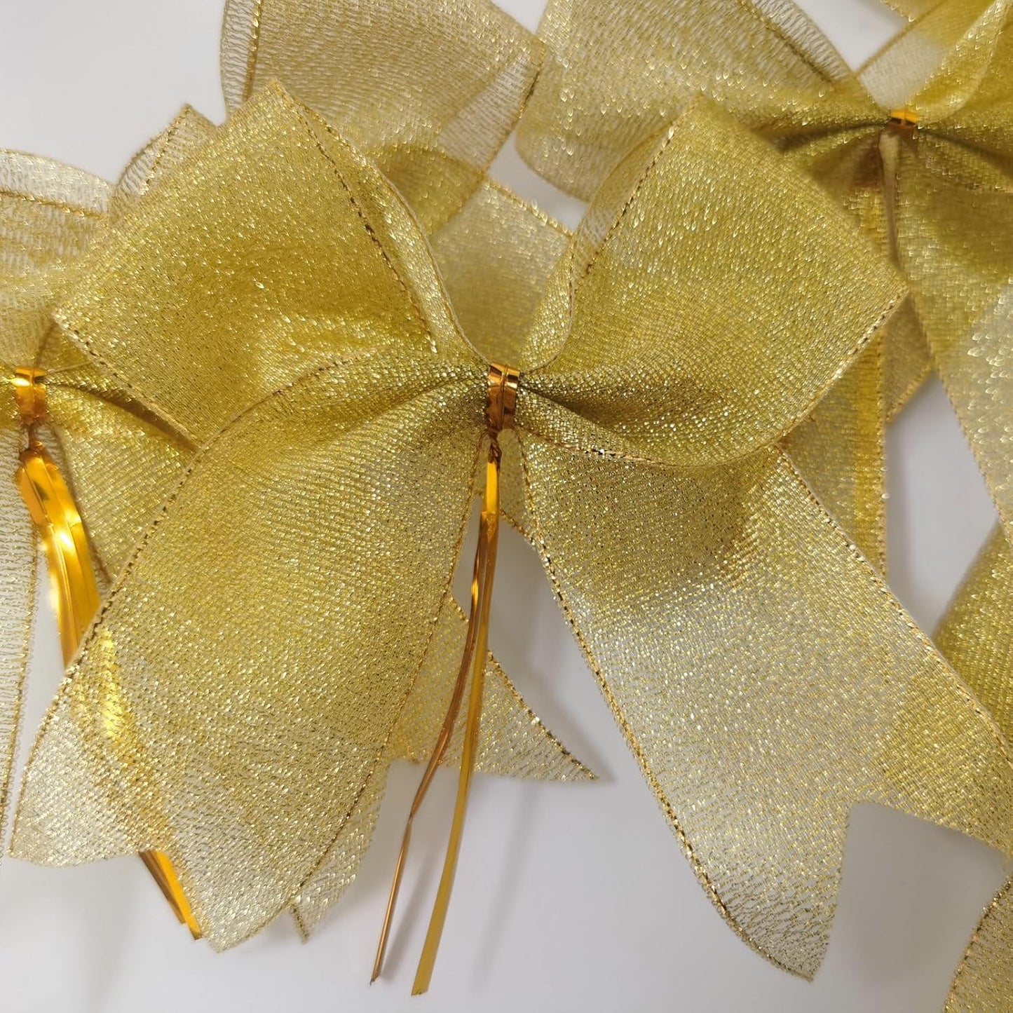 36pcs 4-1/2" Metallic Gold Ribbon Bows with Twist Ties for Crafts Yellow Bows for Christmas Packing Wrapping Holiday Decoration (4.5"-Gold)