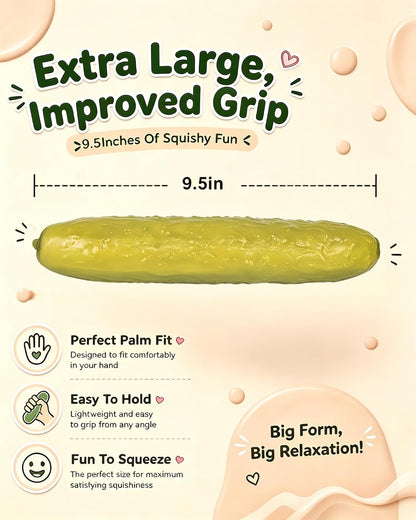 Jumbo Pickle Squishy Toy, Slow Rising Veggie Sensory Fidget Toy (Yellow) | Relieve Stress and Anxiety, Funny Design and Sensory Fidget Toy for Office, Classroom, Party Favors