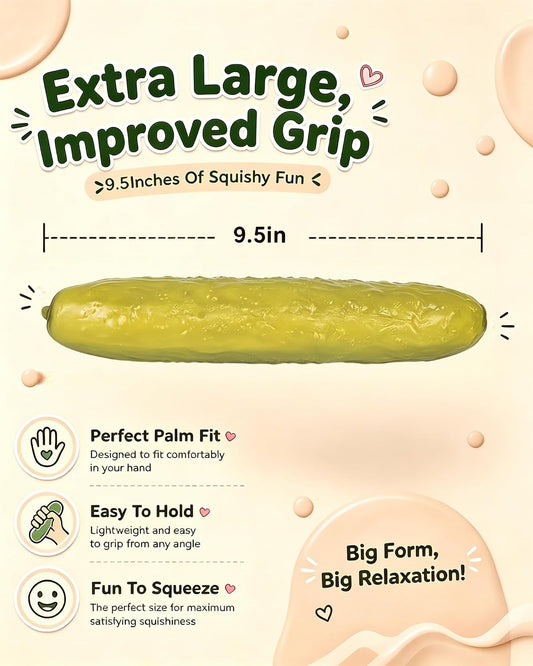 Jumbo Pickle Squishy Toy, Slow Rising Veggie Sensory Fidget Toy (Yellow) | Relieve Stress and Anxiety, Funny Design and Sensory Fidget Toy for Office, Classroom, Party Favors