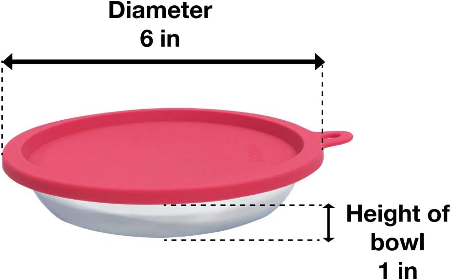 4 Piece Set, 2 Stainless Bowls and 2 Lids, 1.75 Cup | Cat Feeding Set With Two Stainless Saucer Bowls And Two Airtight Silicone Lids For Meal Prep And Storage