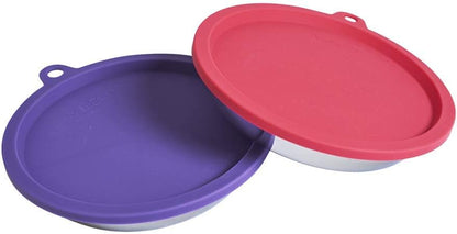 4 Piece Set, 2 Stainless Bowls and 2 Lids, 1.75 Cup | Cat Feeding Set With Two Stainless Saucer Bowls And Two Airtight Silicone Lids For Meal Prep And Storage