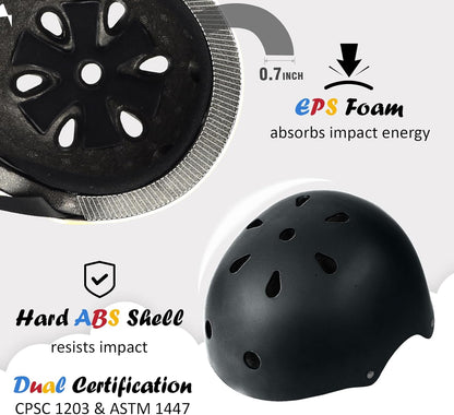 Kids Bike Helmet, Adjustable and Multi-Sport, from Toddler to Youth, 3 Sizes