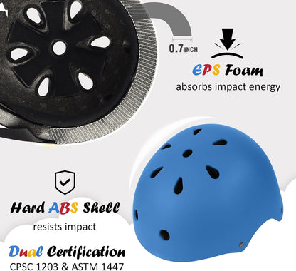 Kids Bike Helmet, Adjustable and Multi-Sport, from Toddler to Youth, 3 Sizes