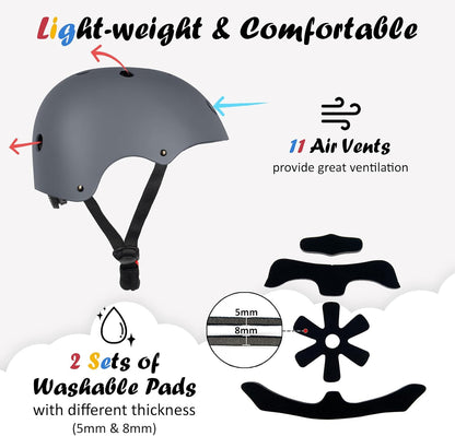 Kids Bike Helmet, Adjustable and Multi-Sport, from Toddler to Youth, 3 Sizes