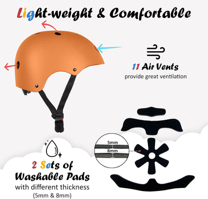 Kids Bike Helmet, Adjustable and Multi-Sport, from Toddler to Youth, 3 Sizes