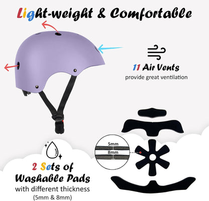Kids Bike Helmet, Adjustable and Multi-Sport, from Toddler to Youth, 3 Sizes