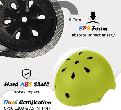Kids Bike Helmet, Adjustable and Multi-Sport, from Toddler to Youth, 3 Sizes