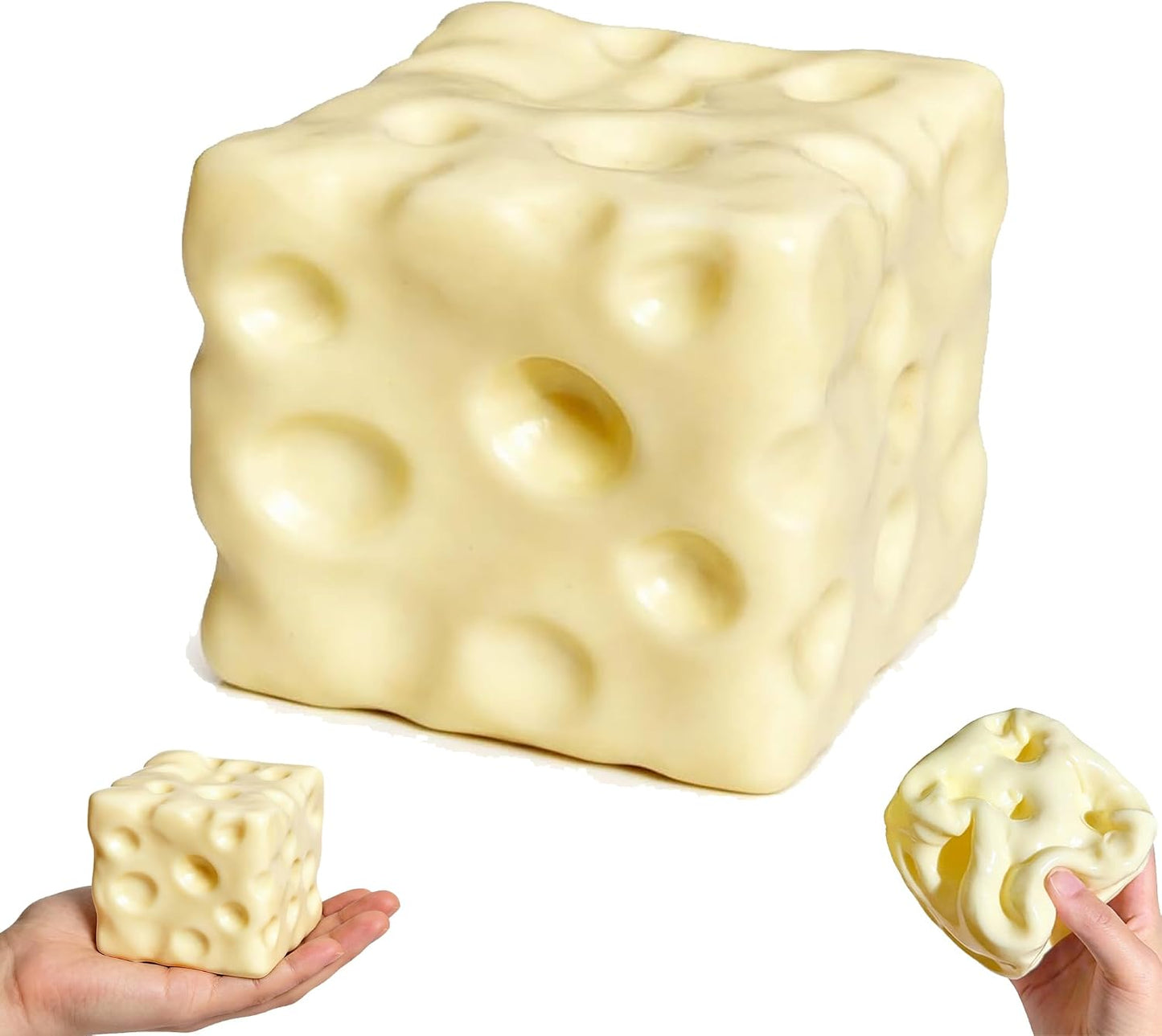 Yellow Cheese Squishy - Squeeze Luck Cheese Squishy Skin Soft , Soft Novelty Slow Rising Sensory Cheese Stress & Relief Fidget Toys (Yellow-1pcs, M-2.36inch)