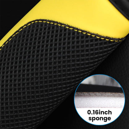2PCS Car Seat Belt Pads Cover Leather Mesh Shoulder Cushion Yellow | Leather mesh surface, sponge lining comfort, velcro closure design, fits most cars SUVs and trucks, automotive accessories
