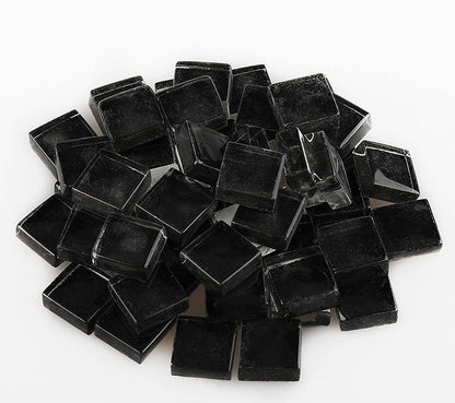 Mosaic Tiles 225 Pieces / 200 g Pack of Crystal Glass Mosaic Mosaic Tile Supplies for Home Decoration, DIY Crafts, Plates, Picture Frames, Flowerpots – 1x1 cm Square Tiles (Black)