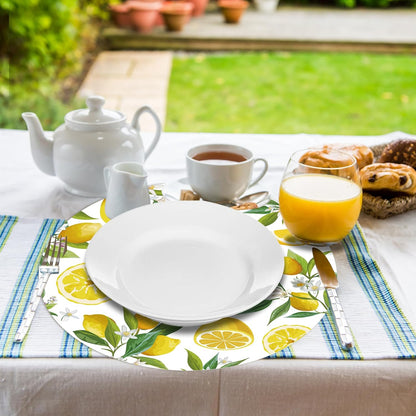 Paper Placemats Disposable 50 Pack Lemon Round Placemats, Yellow Lemon Fruit Place Mats for Summer Home Dining Table Wedding Party Supplies