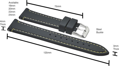 ALPINE Sporty Smooth Silicone Stitched Watch Band - Replacement Rubber Watch Bands - Quick Release Waterproof Watch Straps for Women & Men - Compatible with Regular & Smart Watch Bands