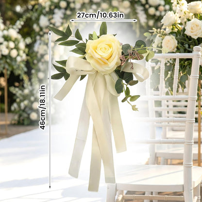 Set of 8 Wedding Chair Decorations and Pew Decorations for Weddings, Lovely Yellow Boho Faux Flower Bouquets, Elegant and Easy to Hang, Perfect for Weddings, Receptions and Church Decor