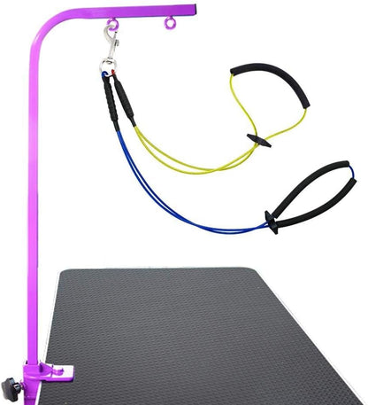 Adjustable Pet Grooming Leash No-Sit Haunch Holder Restraint Wash Choker Dogs Cats Grooming Table Arm(Yellow+Blue)