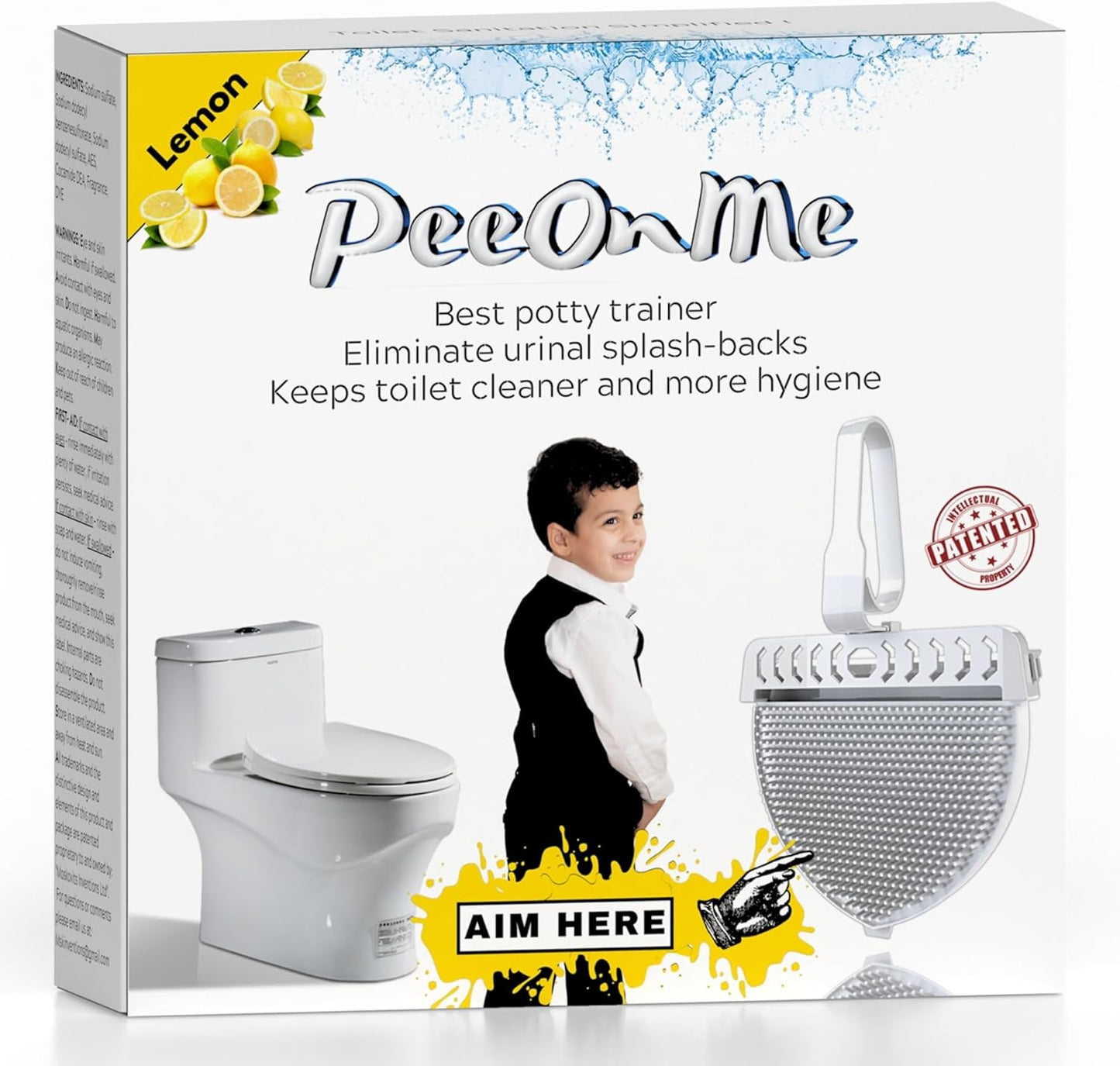 Toilet Clip-On Splash Guard & Deodorizer – Reduces Urine Splash-Back, In-Bowl Odor Control, Long-Lasting Fresh Scent, Turns Water Blue, Fits Most Toilets (1 Pack, Lemon)