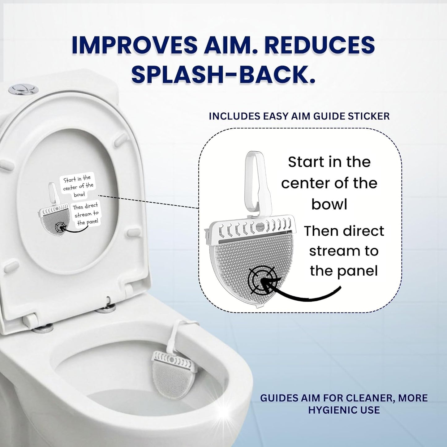 Toilet Clip-On Splash Guard & Deodorizer – Reduces Urine Splash-Back, In-Bowl Odor Control, Long-Lasting Fresh Scent, Turns Water Blue, Fits Most Toilets (1 Pack, Lemon)