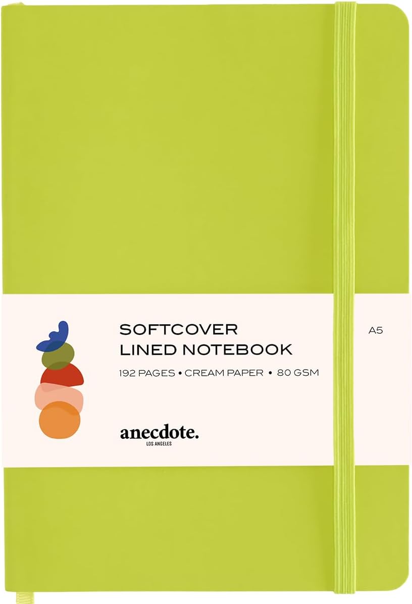 Softcover Ruled Journal with Thick 80 gsm Lined Cream Paper A5 size (8.3 inches x 5.4 inches) - Daily Writing Notebook for Travel, School and Office Use - Diary for Women and Men - Neon Yellow