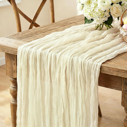 Yellow Cheesecloth Table Runner, 10FT Rustic Gold Boho Gauze Table Runner for Wedding Bridal Shower Baby Shower Birthday Tea Party Decorations