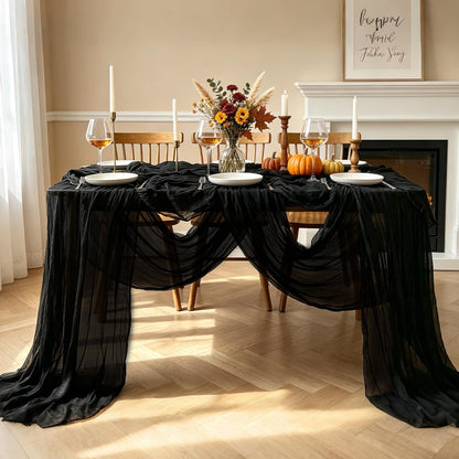 Yellow Cheesecloth Table Runner, 10FT Rustic Gold Boho Gauze Table Runner for Wedding Bridal Shower Baby Shower Birthday Tea Party Decorations