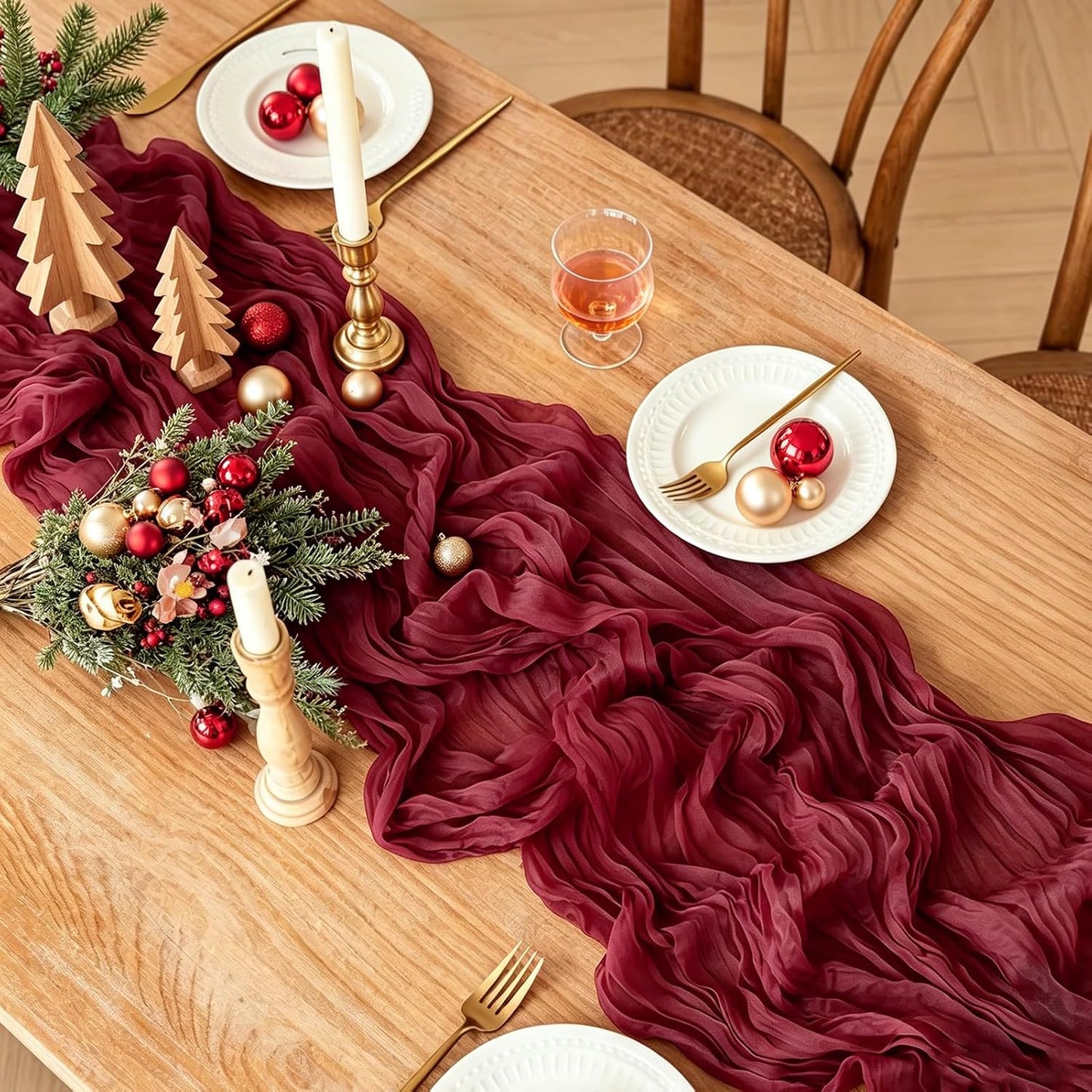 Yellow Cheesecloth Table Runner, 10FT Rustic Gold Boho Gauze Table Runner for Wedding Bridal Shower Baby Shower Birthday Tea Party Decorations